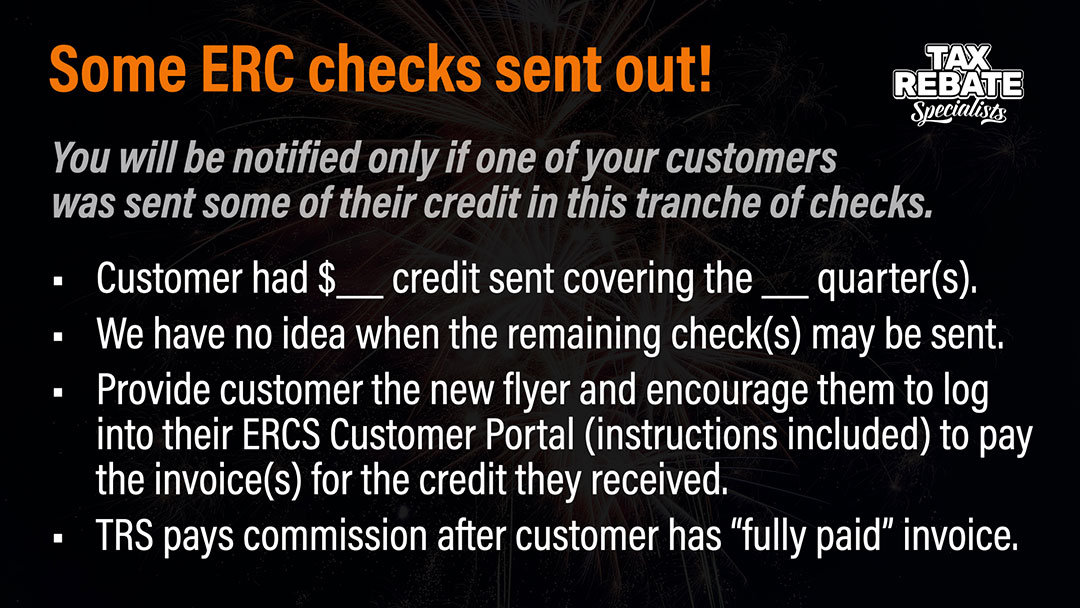 Some ERC checks sent out